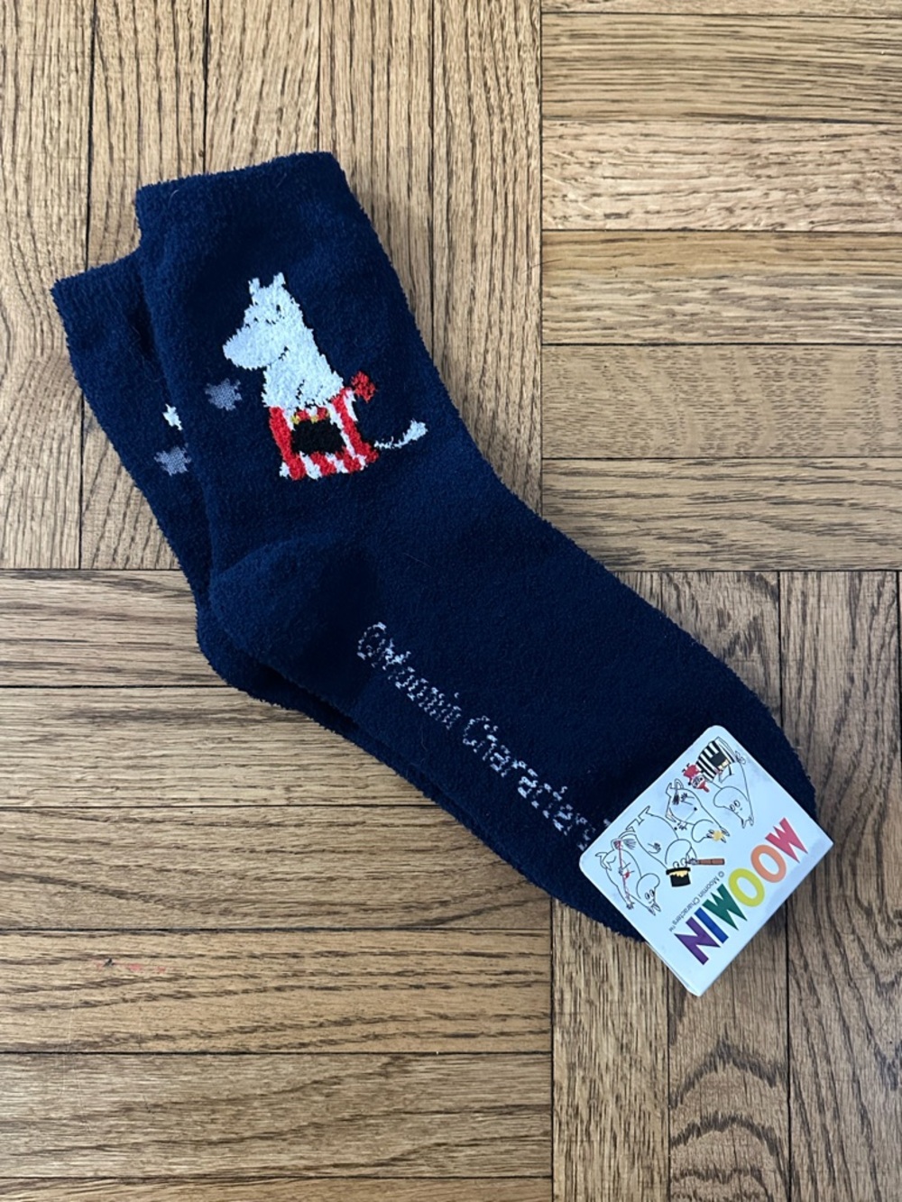 Cozy plush navy Moomin socks featuring Moomintroll - One size - NWT